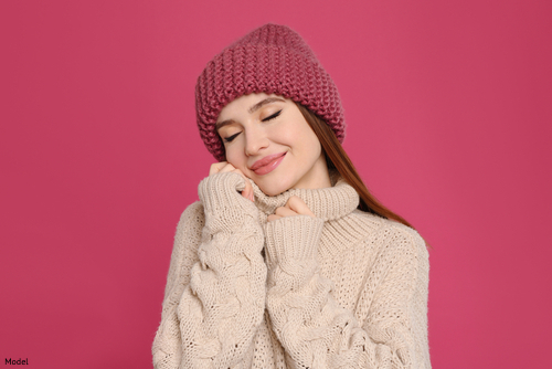 woman relaxed wearing beanie hat