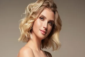 a portrait of a blonde woman with smooth skin