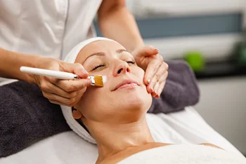 a woman received facial treatment